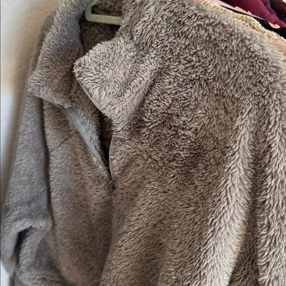 Grey Cropped Teddy Jacket